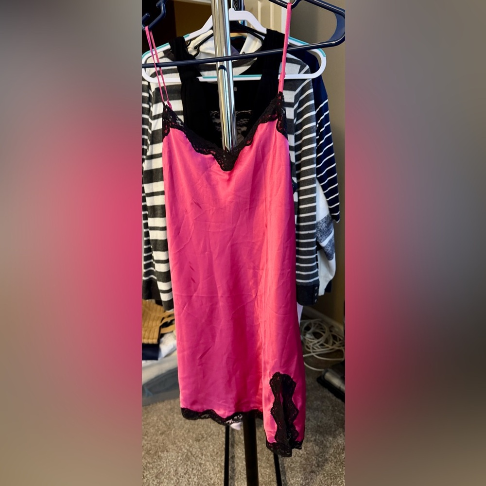 Victoria's Secret Pink Chemise with Black Lace